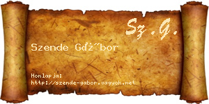 Szende Gábor névjegykártya